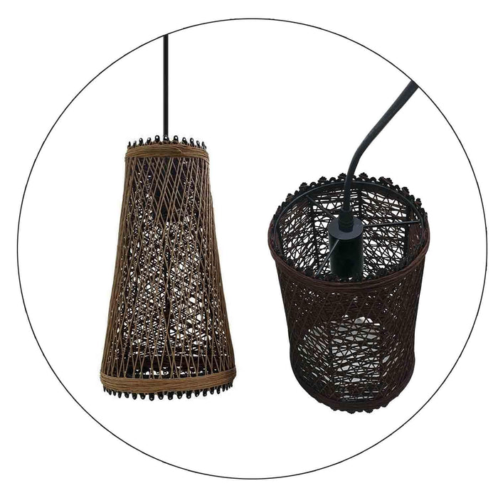 Modern Pendant Light Rattan Wicker Basket Ceiling Pendant Light Kit~1332 - Lost Land Interiors