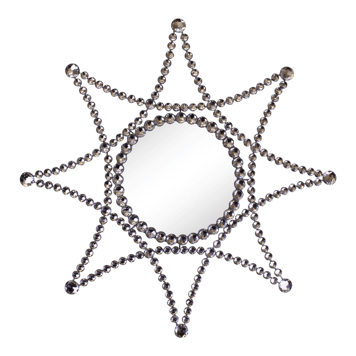 Silver Metal Jewelled Star Accent Mirror - Lost Land Interiors