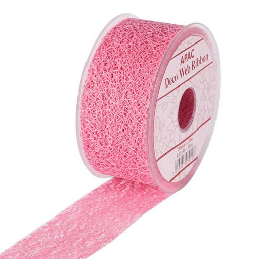 Pink Deco Web Ribbon (50mm x 20m) - Lost Land Interiors