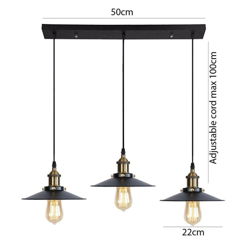 3 Way Modern Black Ceiling Pendant Cluster Light Fitting Industrial Pendant Lampshade~2137 - Lost Land Interiors