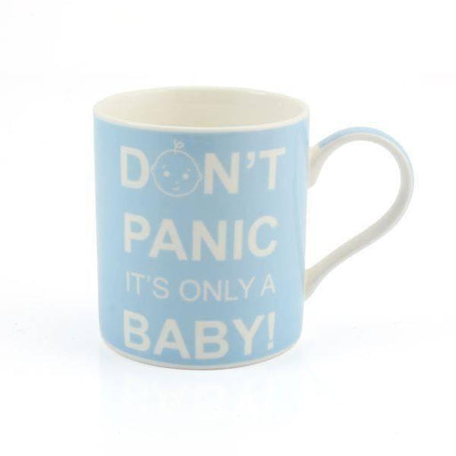 'Exclusive' Don't Panic Mug its only a Baby - Blue with Gift Box - Lost Land Interiors