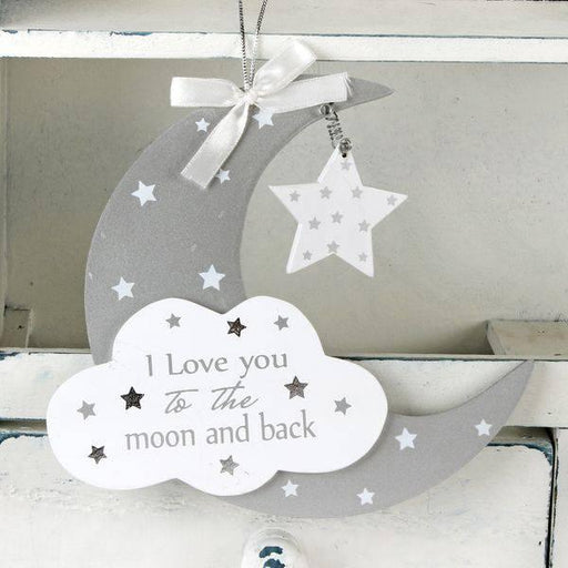 'I love you to..' Moon & Star Hanging Plaque - Lost Land Interiors