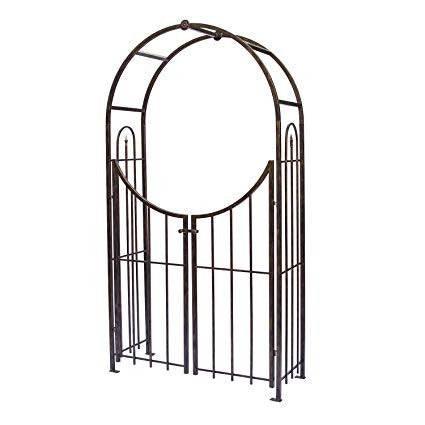 Black Arched Top Garden Arch with Gate - Lost Land Interiors