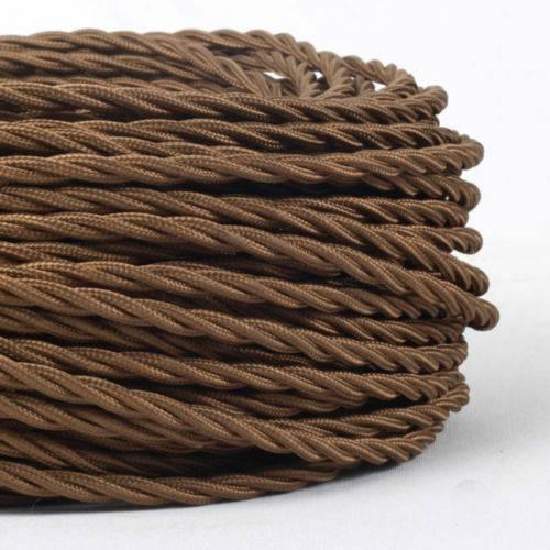 2 Core Twisted Electric Cable Light Brown fabric 0.75mm~3008 - Lost Land Interiors