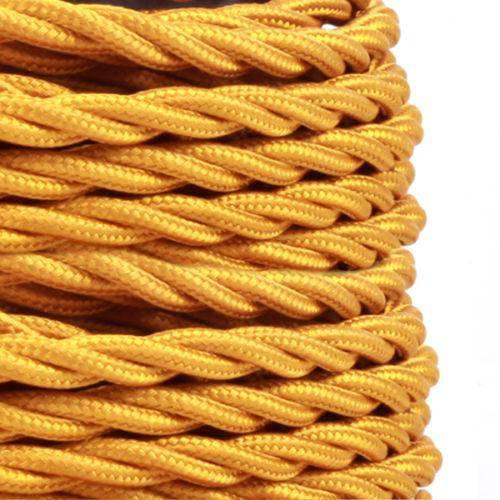 5m Gold 2 Core Twisted Electric Fabric 0.75mm Cable~1768 - Lost Land Interiors
