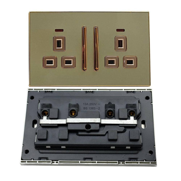 Decorative Gold Glossy Main Plug Sockets Full Range Satin Gold Inserts UK~2310 - Lost Land Interiors