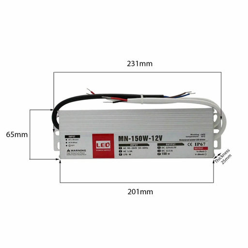 DC12V IP67 12.5A 150W Waterproof LED Driver Power Supply Transformer~3346 - Lost Land Interiors