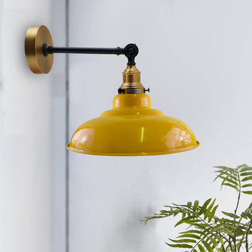 Yellow Shade With Adjustable Curvy Swing Arm Wall Light Fixture Loft Style Industrial Wall Sconce~3467 - Lost Land Interiors
