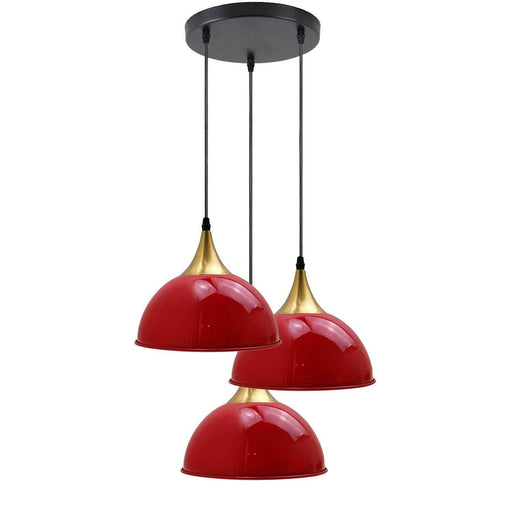 Red 3 Way Vintage Industrial Metal Lampshade Modern Hanging Retro Ceiling Pendant Lights~3521 - Lost Land Interiors