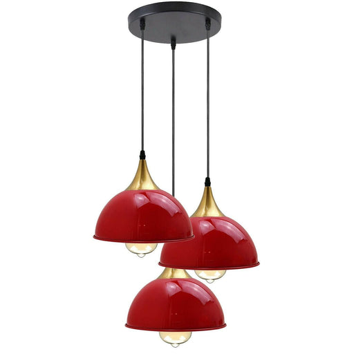 Red 3 Way Vintage Industrial Metal Lampshade Modern Hanging Retro Ceiling Pendant Lights~3521 - Lost Land Interiors