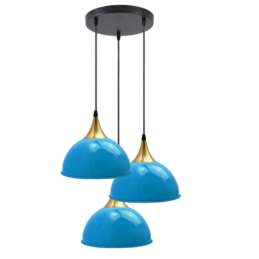 Blue 3 Way Vintage Industrial Metal Lampshade Modern Hanging Retro Ceiling Pendant Lights~3522 - Lost Land Interiors