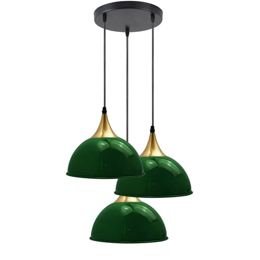 Green 3 Way Vintage Industrial Metal Lampshade Modern Hanging Retro Ceiling Pendant Lights~3523 - Lost Land Interiors
