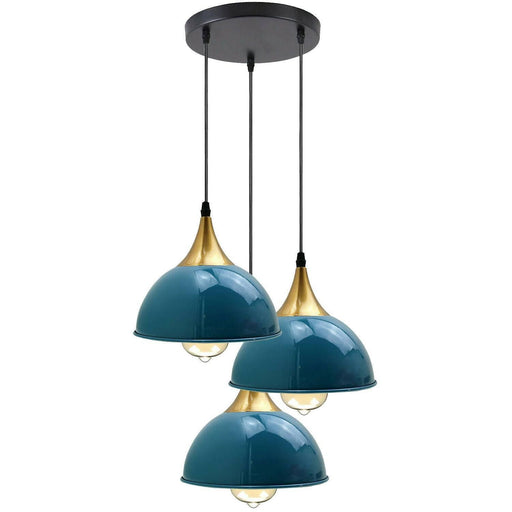 Navy Blue 3 Way Vintage Industrial Metal Lampshade Modern Hanging Retro Ceiling Pendant Lights~3524 - Lost Land Interiors