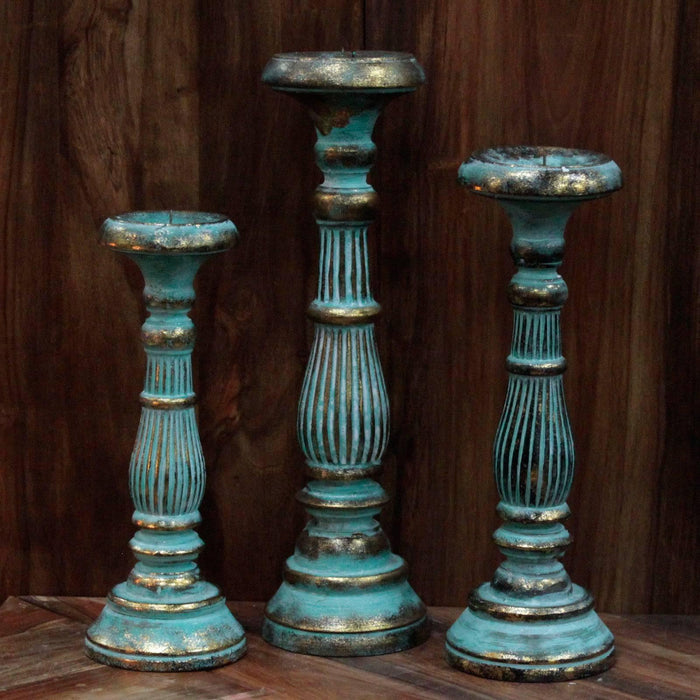 Large Candle Stand - Turquois Gold - Lost Land Interiors