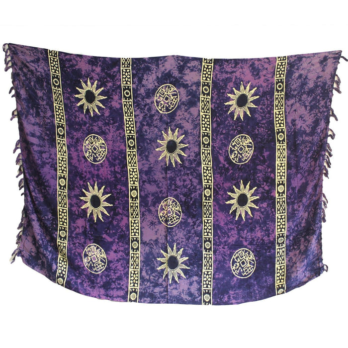 Bali Celtic Sarongs - Sun Symbols - Purple - Lost Land Interiors