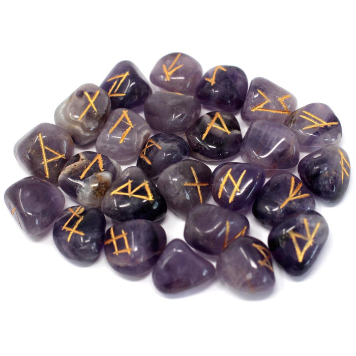 Runes Stone Set in Pouch  - Amethyst - Lost Land Interiors