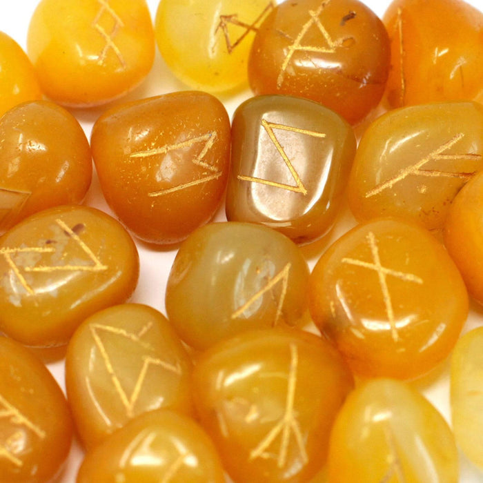 Runes Stone Set in Pouch- Yellow Onyx - Lost Land Interiors