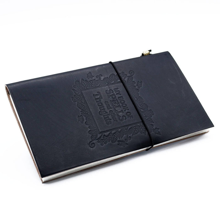 Handmade Leather Journal - My Book of Spells and other Thoughts - Black - Lost Land Interiors