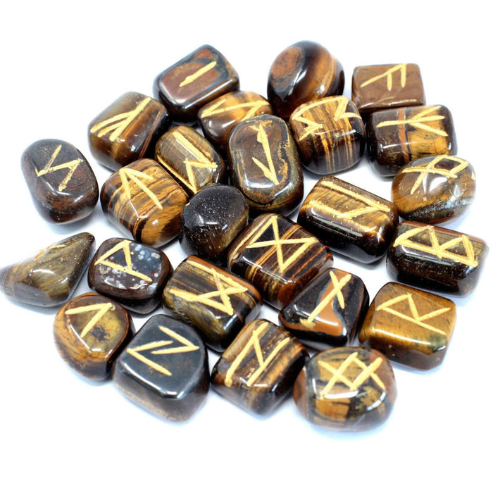 Runes Stone Set in Pouch - Tiger Eye - Lost Land Interiors