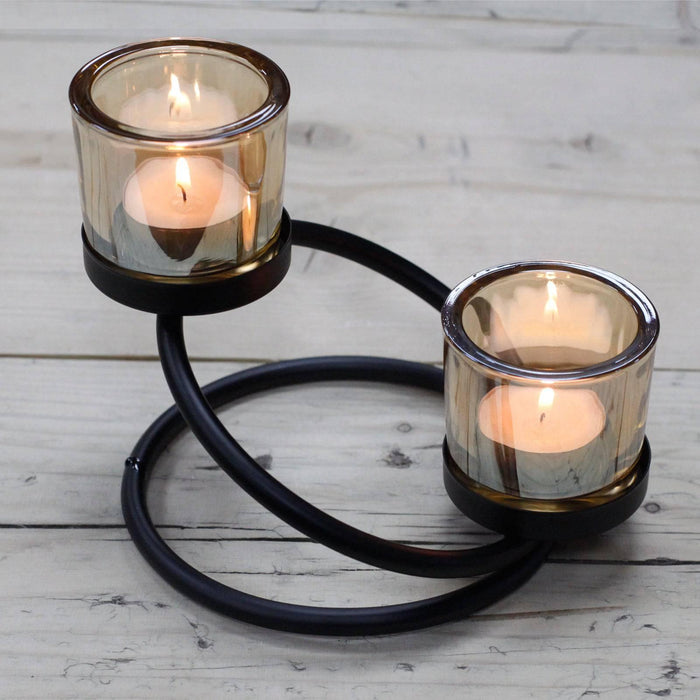Centrepiece Iron Votive Candle Holder - 2 Cup Double Step - Lost Land Interiors