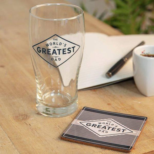 Worlds Greatest Dad Pint Glass & Coaster Gift Set - Lost Land Interiors