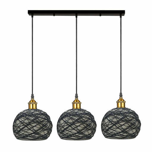 3 Head Wicker Globe Shape Pendant Shade Retro Hanging Ceiling Lamp Chandelier~3552 - Lost Land Interiors