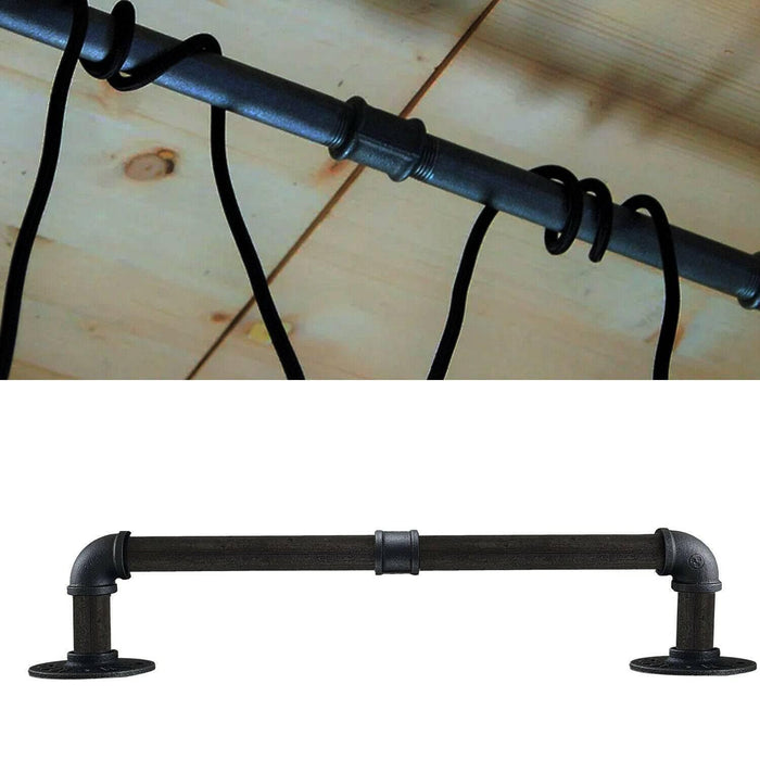 Black Vintage Industrial Retro Style Rustic Iron Pipe Towel Rail Hanging Holder~3581 - Lost Land Interiors