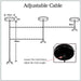 2m Black Round Cable E27 Base Shiny Black Pendant Holder~1724 - Lost Land Interiors