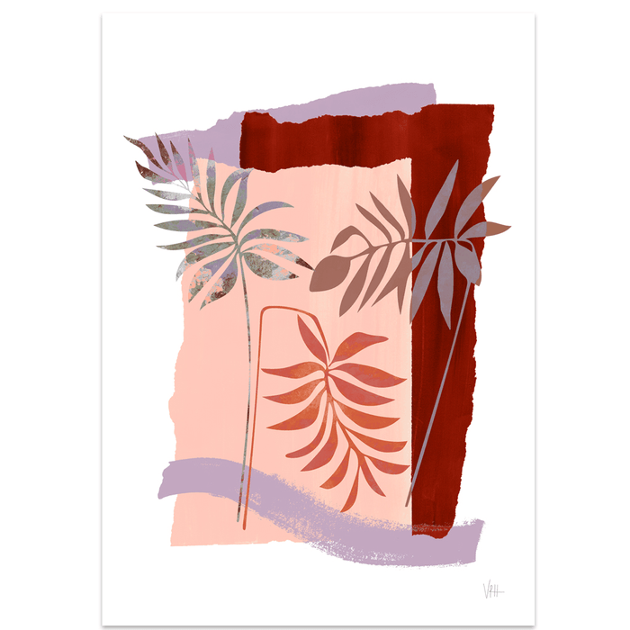 Palm Leaf Abstract Collage Art Print - Lost Land Interiors