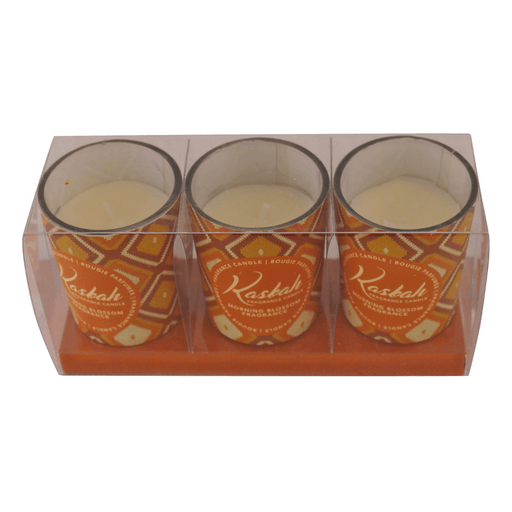 Set of 3 Kasbah Votive Candles in Jars, Morning Blossom Fragrance - Lost Land Interiors