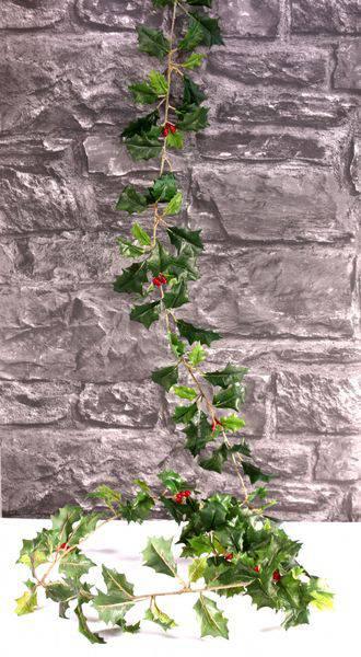 180cm Mixed Green Holly Garland with Berries. Christmas Festive Garlands - Lost Land Interiors