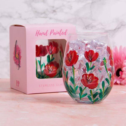 Poppies Stemless Glass Hand Painted Glass Vase - Lost Land Interiors