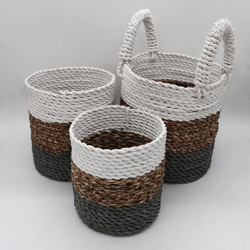 Seagrass Basket Set - Grey / Natural / White - Lost Land Interiors
