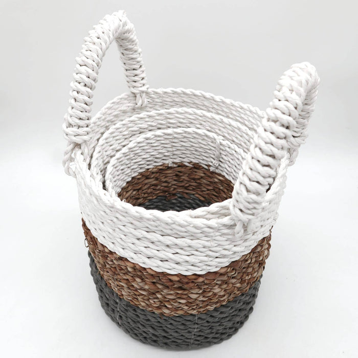 Seagrass Basket Set - Grey / Natural / White - Lost Land Interiors