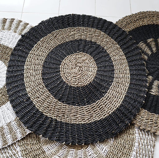 Round Seagrass Black & Tan - Circles - 1m - Lost Land Interiors