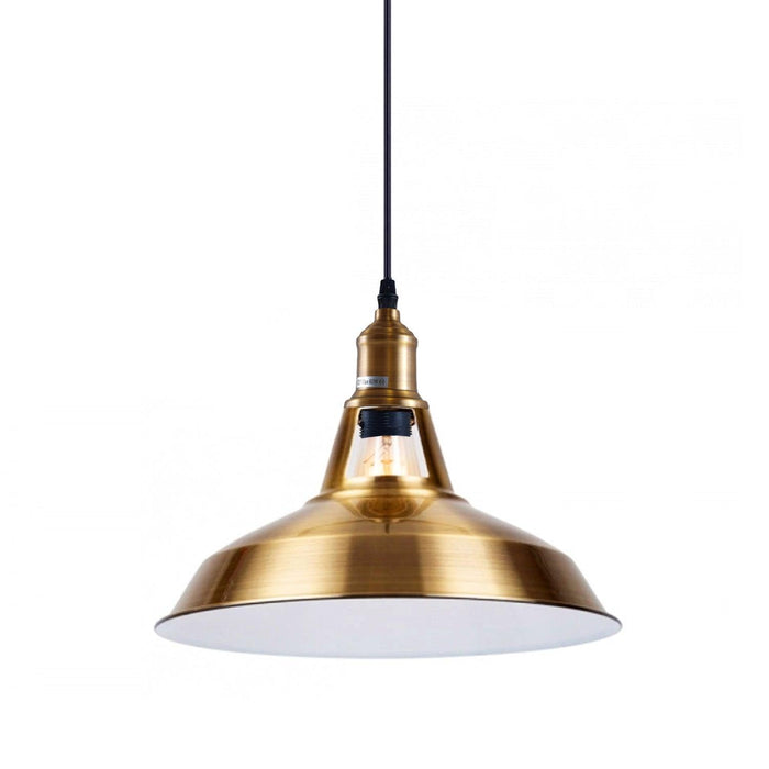 2 x Yellow Brass Metal Ceiling Lamp Shade Pendant Light~1476 - Lost Land Interiors