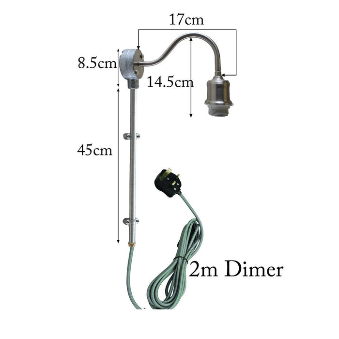 2m Plug with Dimmer Switch Fabric Flex Cable Plug In Pendant Lamp Light Set Satin Nickel~1603 - Lost Land Interiors