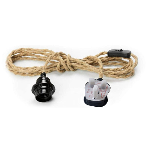 2M Plug In Pendant hemp  with Switch and Holder Black~3870 - Lost Land Interiors