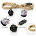 2M Plug In Pendant hemp  with Switch and Holder Black~3870 - Lost Land Interiors