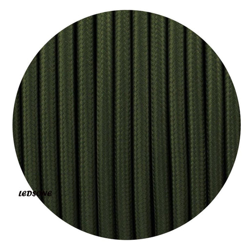 3 Core Army Green Round Vintage Italian Braided Fabric Cable Flex 0.75mm UK~3056 - Lost Land Interiors