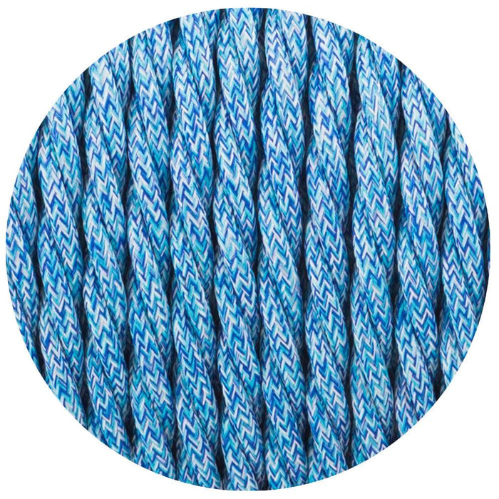3 Core Twisted Blue Multi Tweed Vintage Electric fabric Cable Flex 0.75mm~3003 - Lost Land Interiors