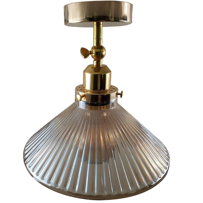 Vintage Modern Ceiling Pendant Light Flush Mount  Amber Glass Shade~1382 - Lost Land Interiors