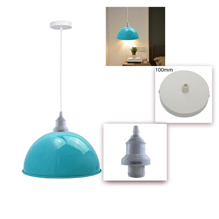 3 Pack Vintage Industrial Ceiling Light Blue Pendant Light Retro Loft Style Metal Shade Lamp~3571 - Lost Land Interiors