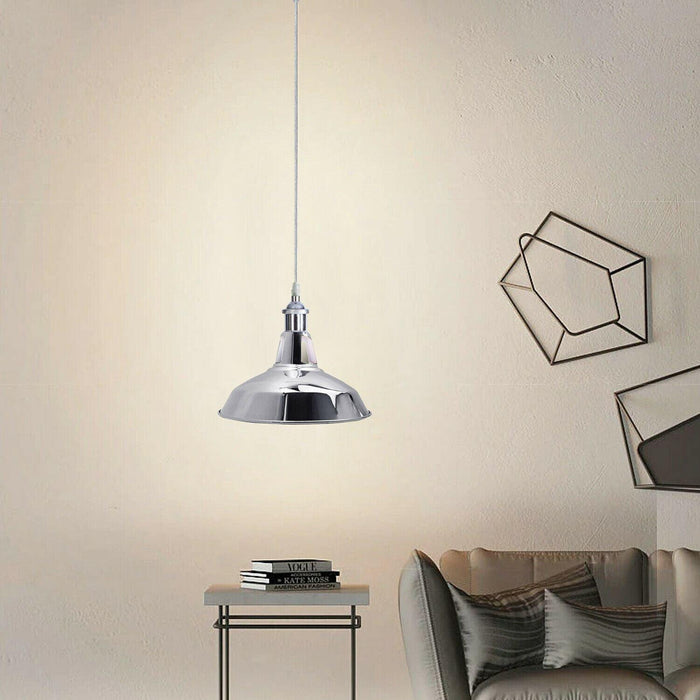 Vintage  Modern Metal Ceiling Pendant Light Chrome Hanging Lamp With 95cm Adjustable Wire~1337 - Lost Land Interiors