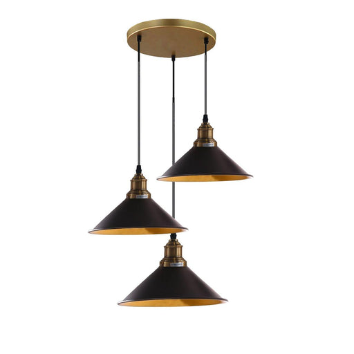 3 Lights Hanging Chandelier With Adjustable Cable With Black Shade~1518 - Lost Land Interiors