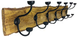 Distressed Wooden Hanger With 6 Hooks 97.5cm - Lost Land Interiors