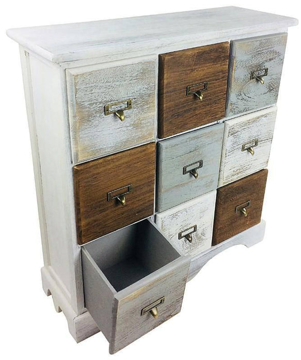 Wood Cabinet With 9 Drawers 64cm - Lost Land Interiors