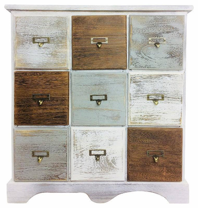 Wood Cabinet With 9 Drawers 64cm - Lost Land Interiors