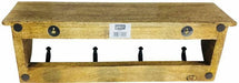 Wooden Hanger Bracket With 4 Hooks 53cm - Lost Land Interiors