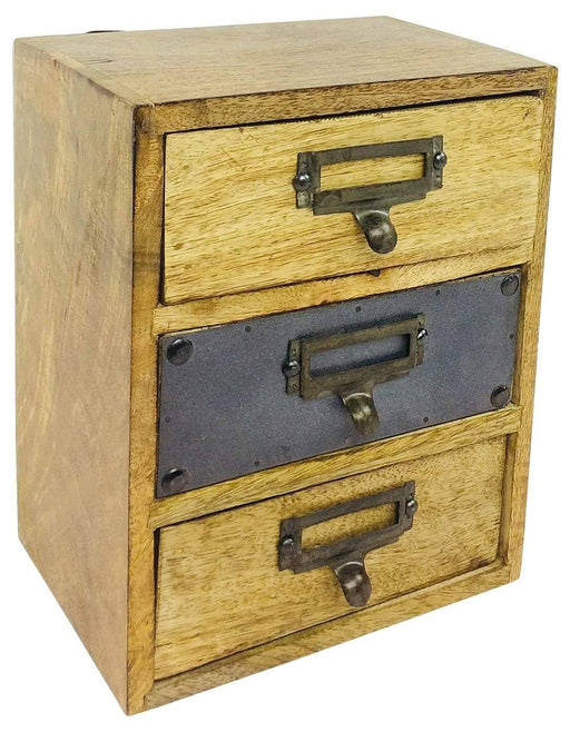 Solid Wood Cabinet With 3 Drawers 24cm - Lost Land Interiors
